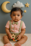 Stylish Dungri Baby Outfit with Suspenders, Bow Tie