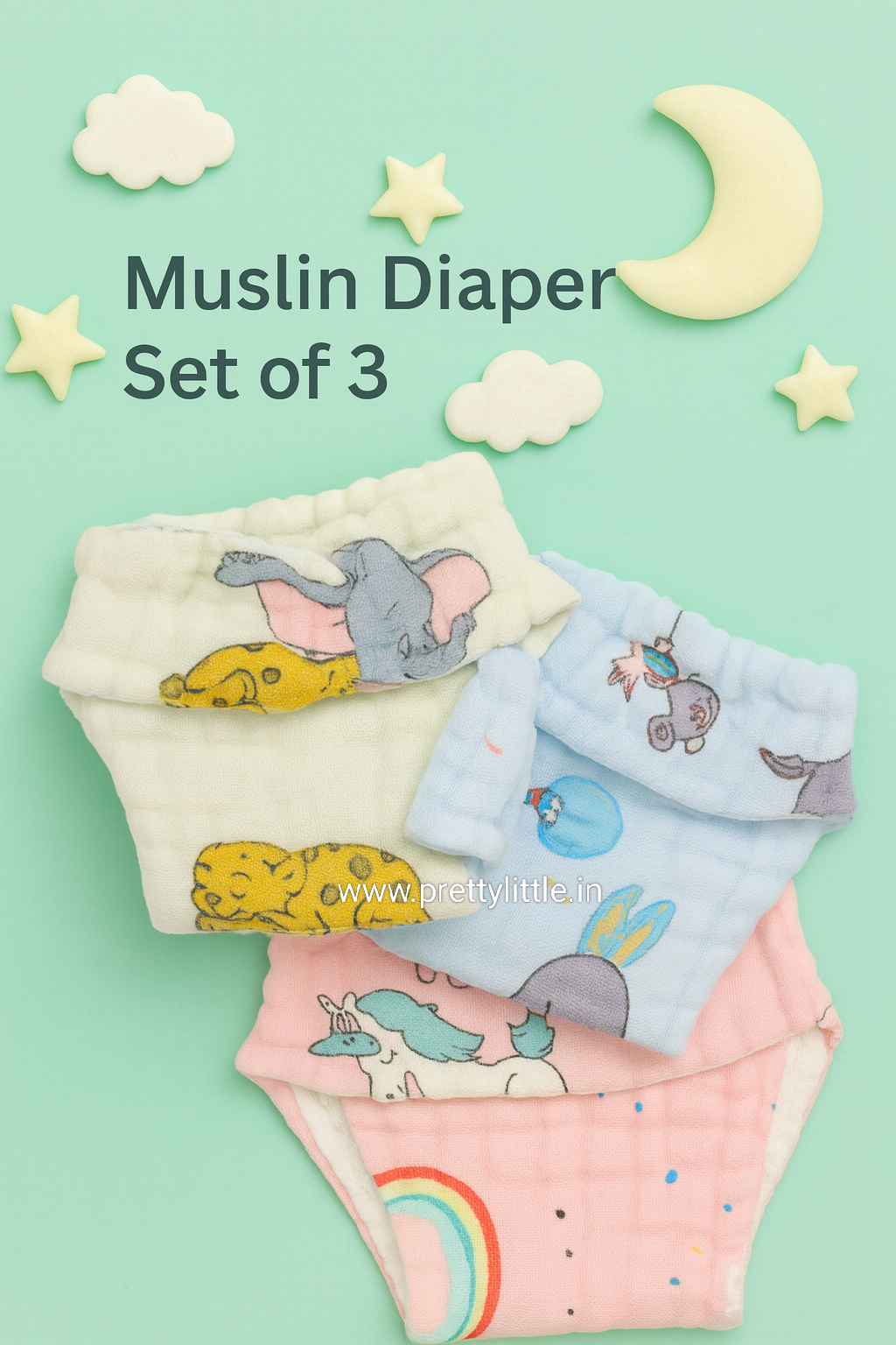 Muslin Diaper colour Nappy Combo Pack (Set of 5) (best 5 dispatched )- Soft, Breathable, and Reusable for Newborns