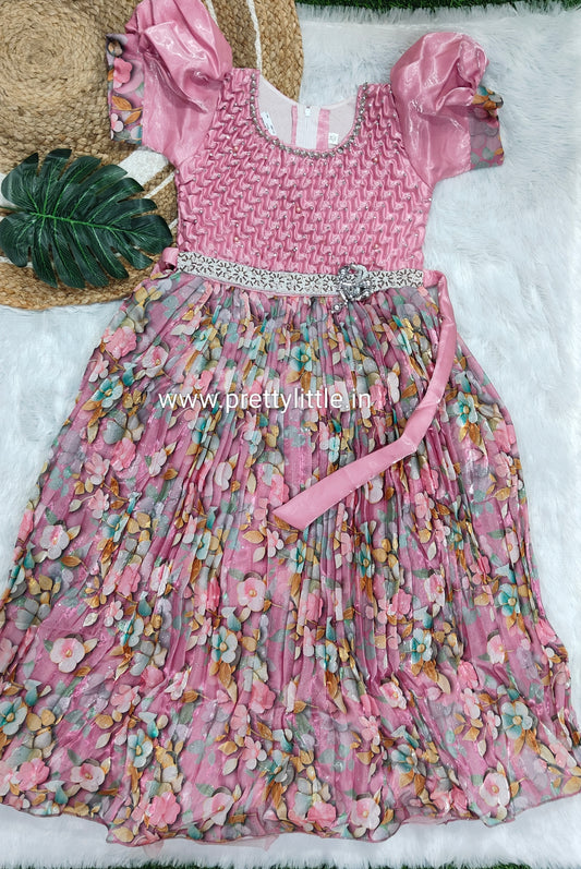 Pretty Little Pink Floral Princess Frock – Diwali 2025 Collection