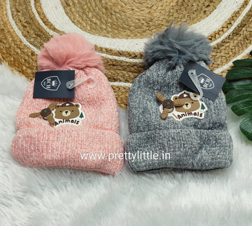 Fluffy Pom-Pom Woolen winter Cap (best 1 dispatched)
