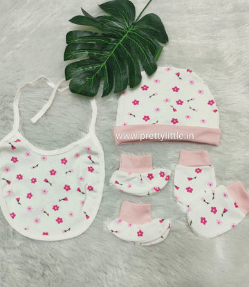 Cap mitten Bib 4Pc Set - Printed (Best combo dispatch) Combo
