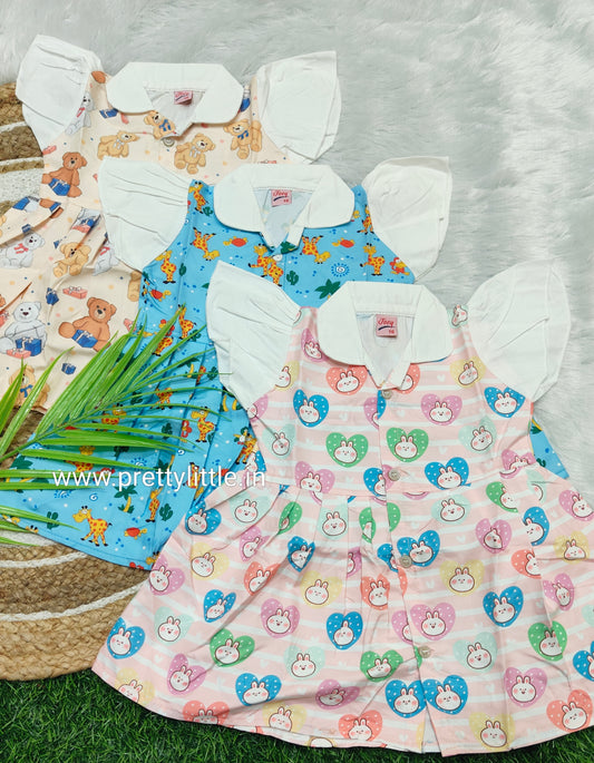 Adorable Printed Collar Dress – Combo Pack for Little Fashionistas (0-3 Years)