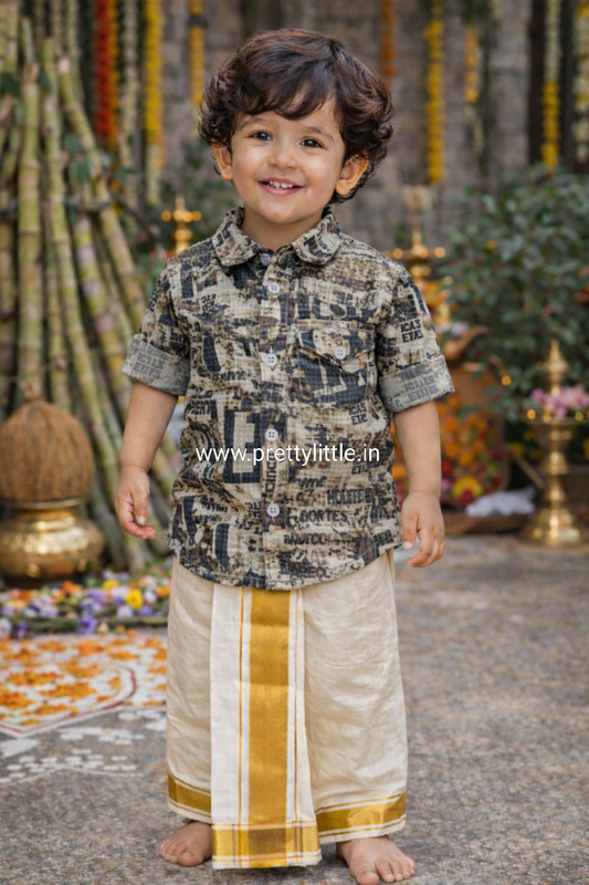 Pongal Boys’ Stylish Lycra Shirt – Imported Fabric | Sizes 20–28
