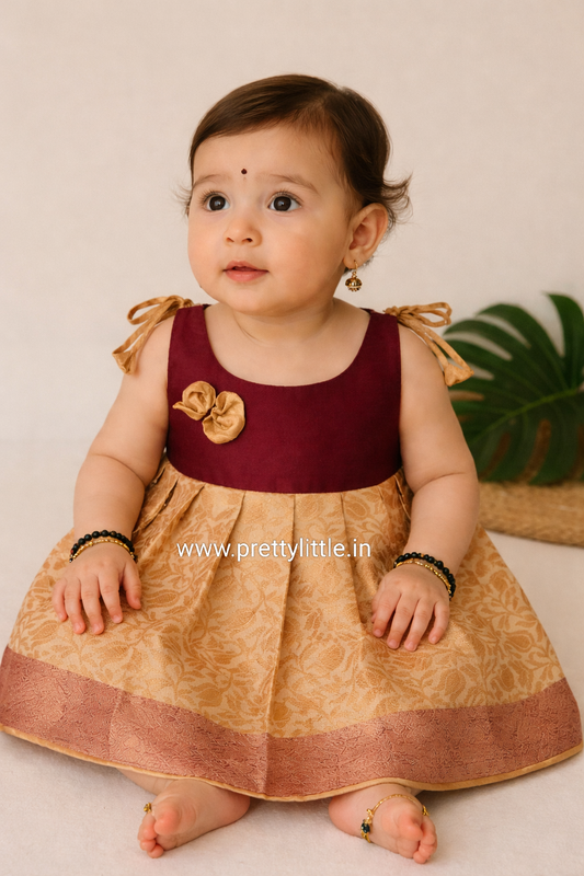 Pongal Cute Baby pattu Frock (6-12M)