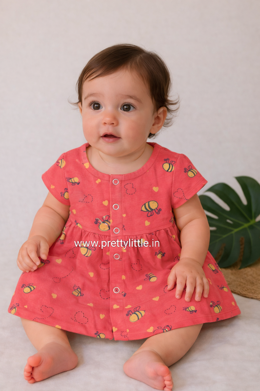 Pretty Little cloud Muslin Baby Frock | 0–2 Years | Soft & Breathable