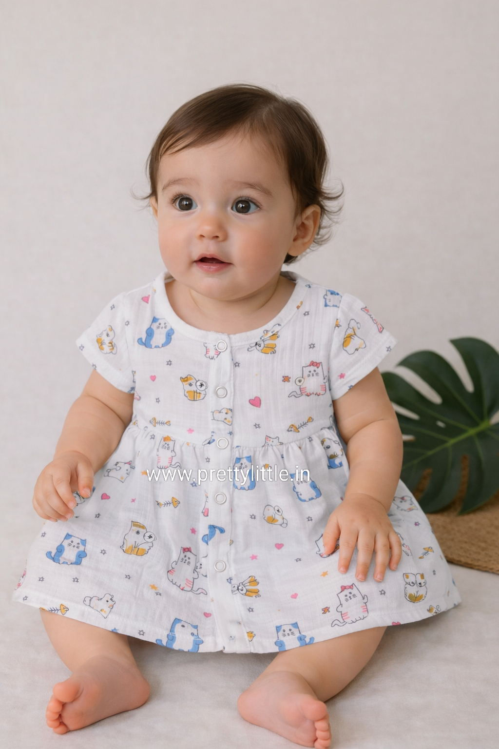 Pretty Little cloud Muslin Baby Frock | 0–2 Years | Soft & Breathable
