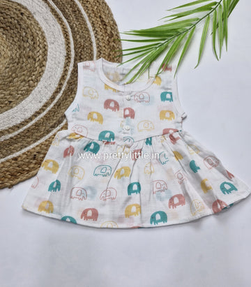 (Any 5) Combo Pack of Muslin soft Frocks for Babies sleeveless (0-6 month)