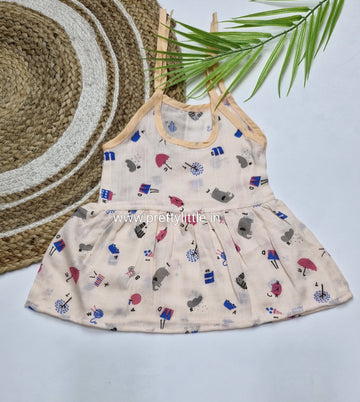 (Any 5) Combo Pack of Muslin soft knot Frocks for Babies (0-6 month)