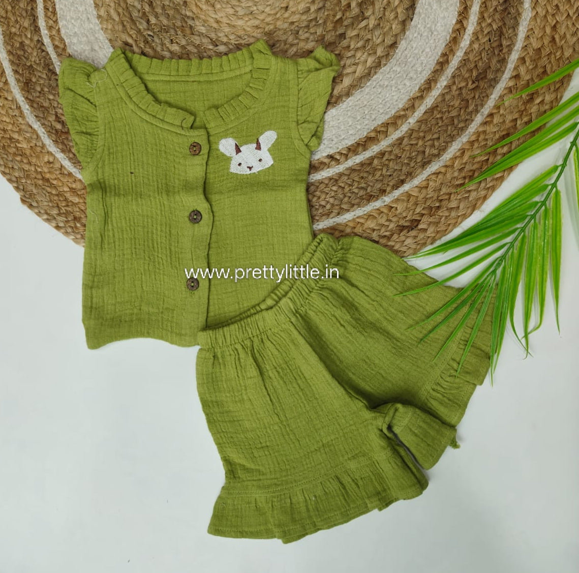 Premium Muslin Crinkled Co-Ord Set for Baby Girl (Any 1)