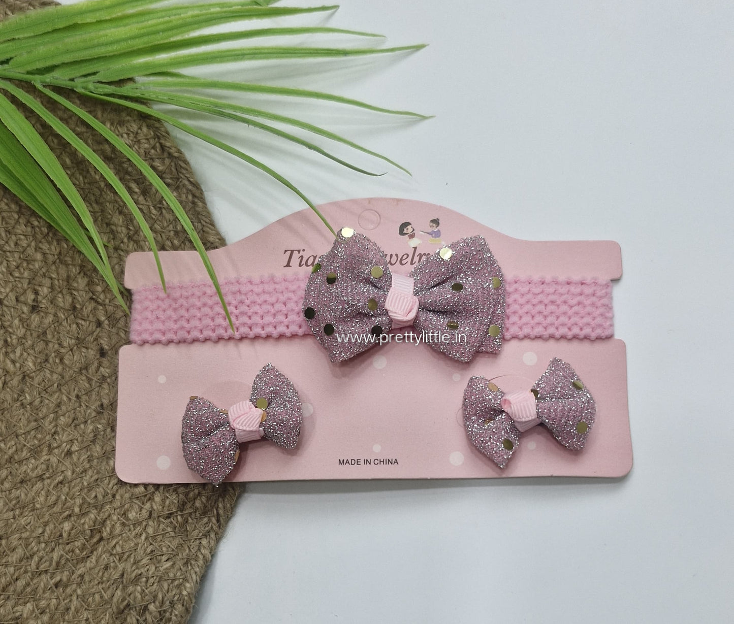 Baby Girl Glitter Bow Headband Set