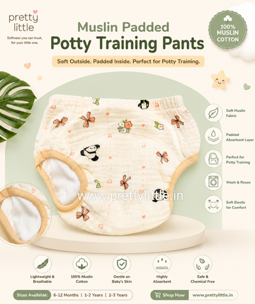 Muslin Padded Underwear for Babies | Reusable Potty Training Pants | 100% Muslin Cotton ( any one dispatched)
