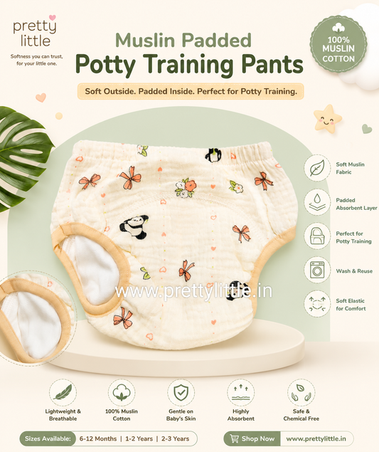 Muslin Padded Underwear for Babies | Reusable Potty Training Pants | 100% Muslin Cotton ( any one dispatched)
