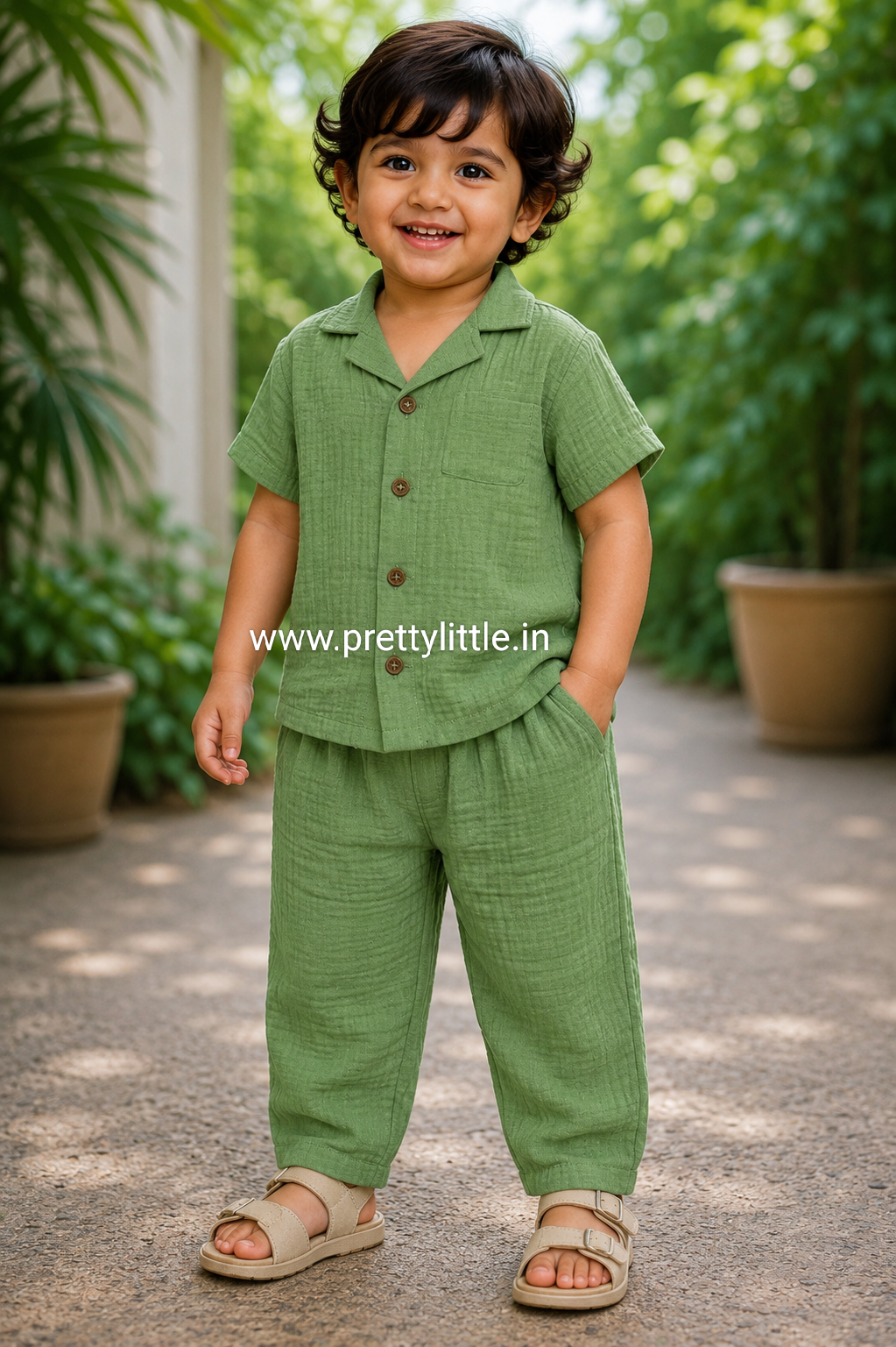 Crinkled Muslin Unisex sleeve Co-ord Set – 1-4 Years