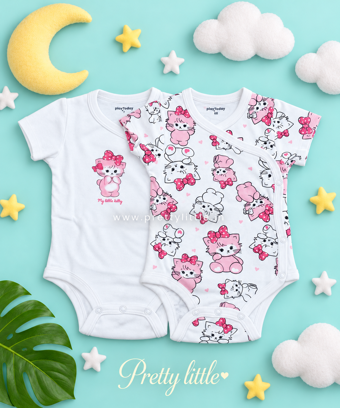 Cuddle Kitty Wrap Onesies – Pack of 2 | 0–3 Months