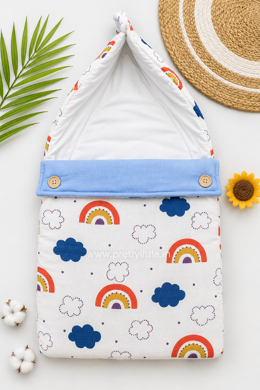Premium Muslin Baby Sleeping Bag โ Soft & Breathable Newborn Wrap