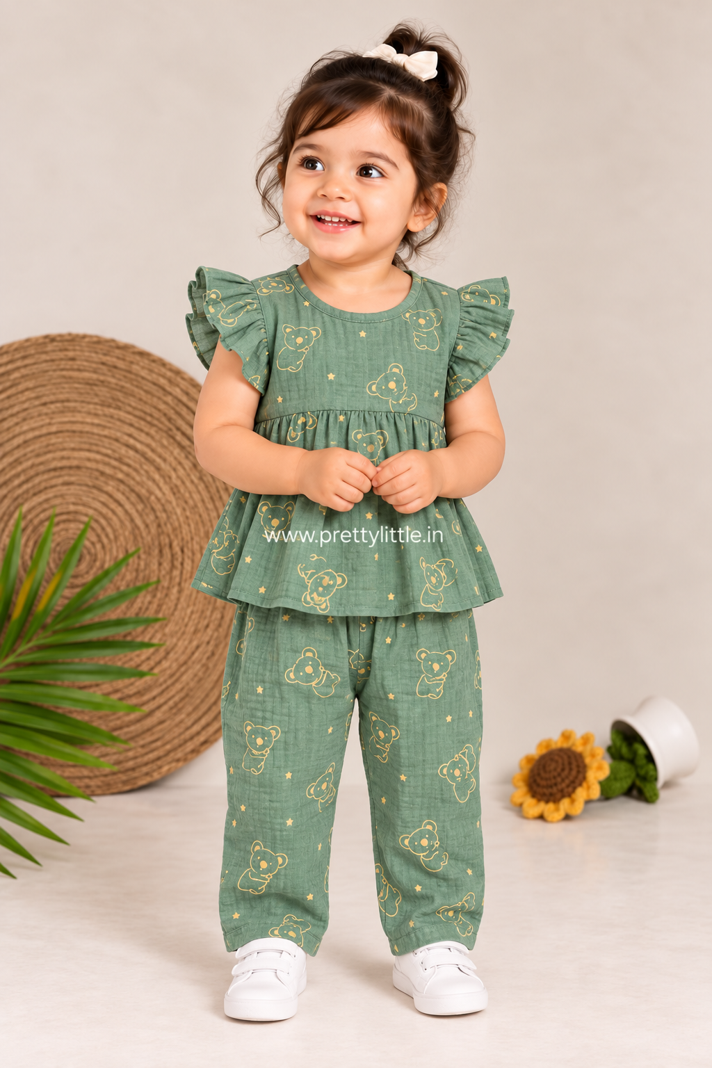 Little Charm Muslin Peplum Top & Pant Set
