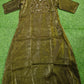 Green Shimmery Tissue Kurti with Embroidered Neckline - Diwali Special Edition