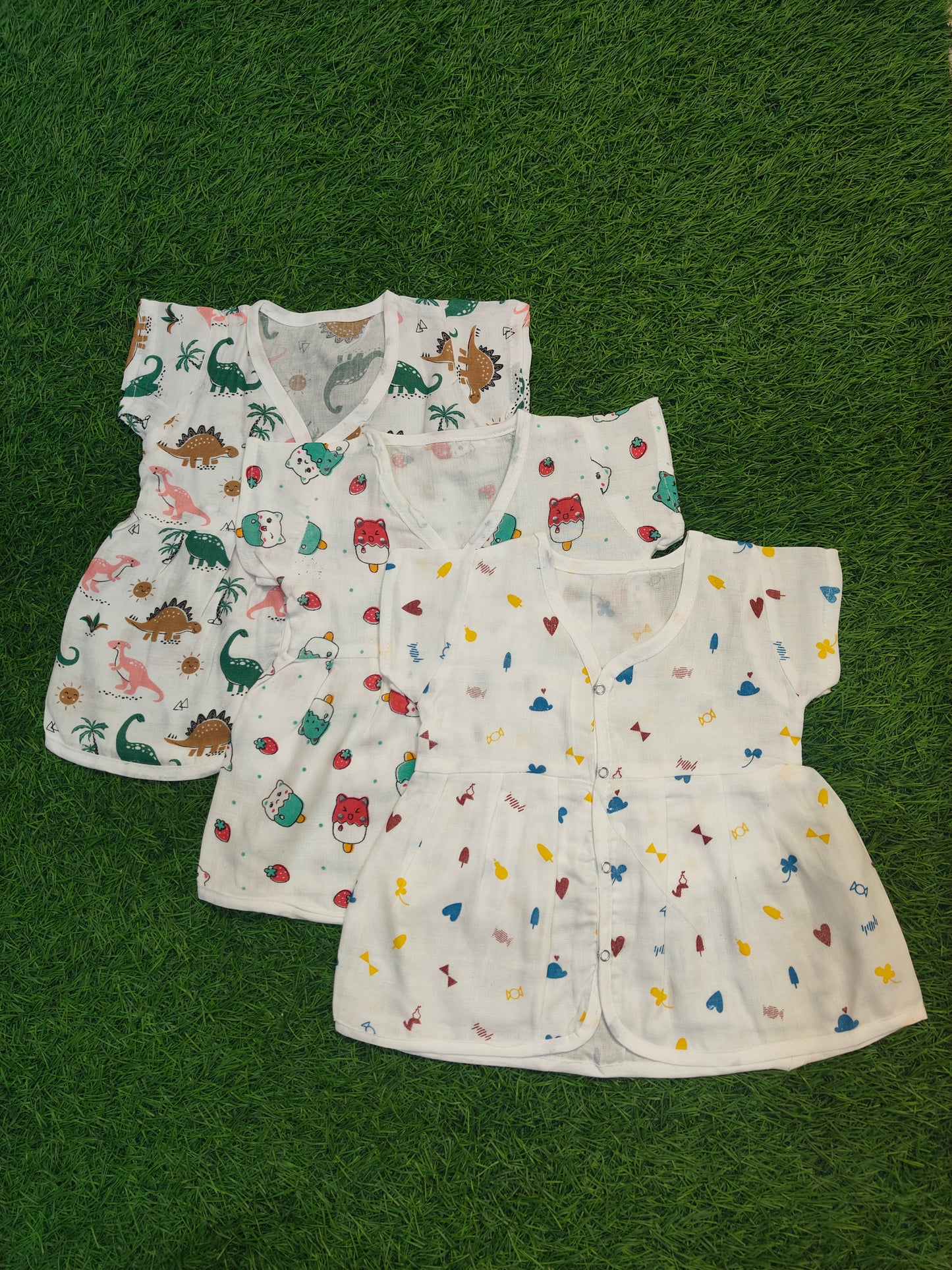 (Any 3) Combo Pack of Muslin Frocks for Babies
