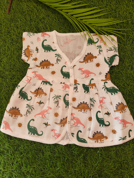 Charming Half-Sleeve Muslin Frock with Cute Print (best one dispatched)