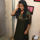 Green Shimmery Tissue Kurti with Embroidered Neckline - Diwali Special Edition