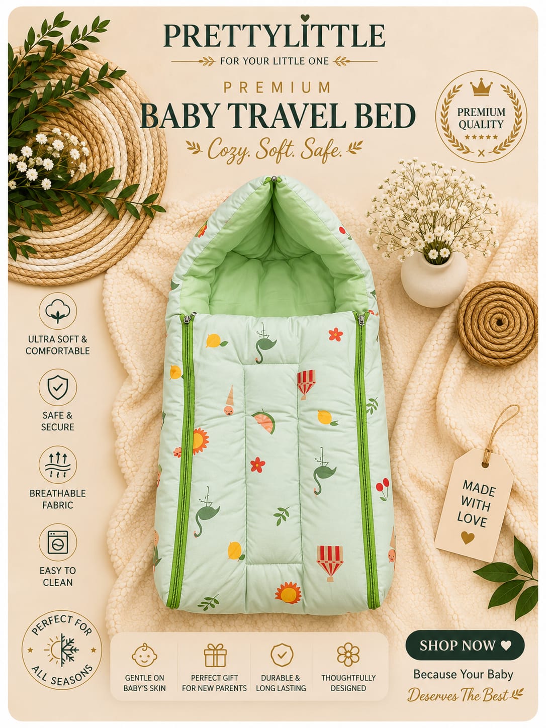 Premium Muslin Baby Carry Nest – Soft Breathable Big Size (best one dispatched)