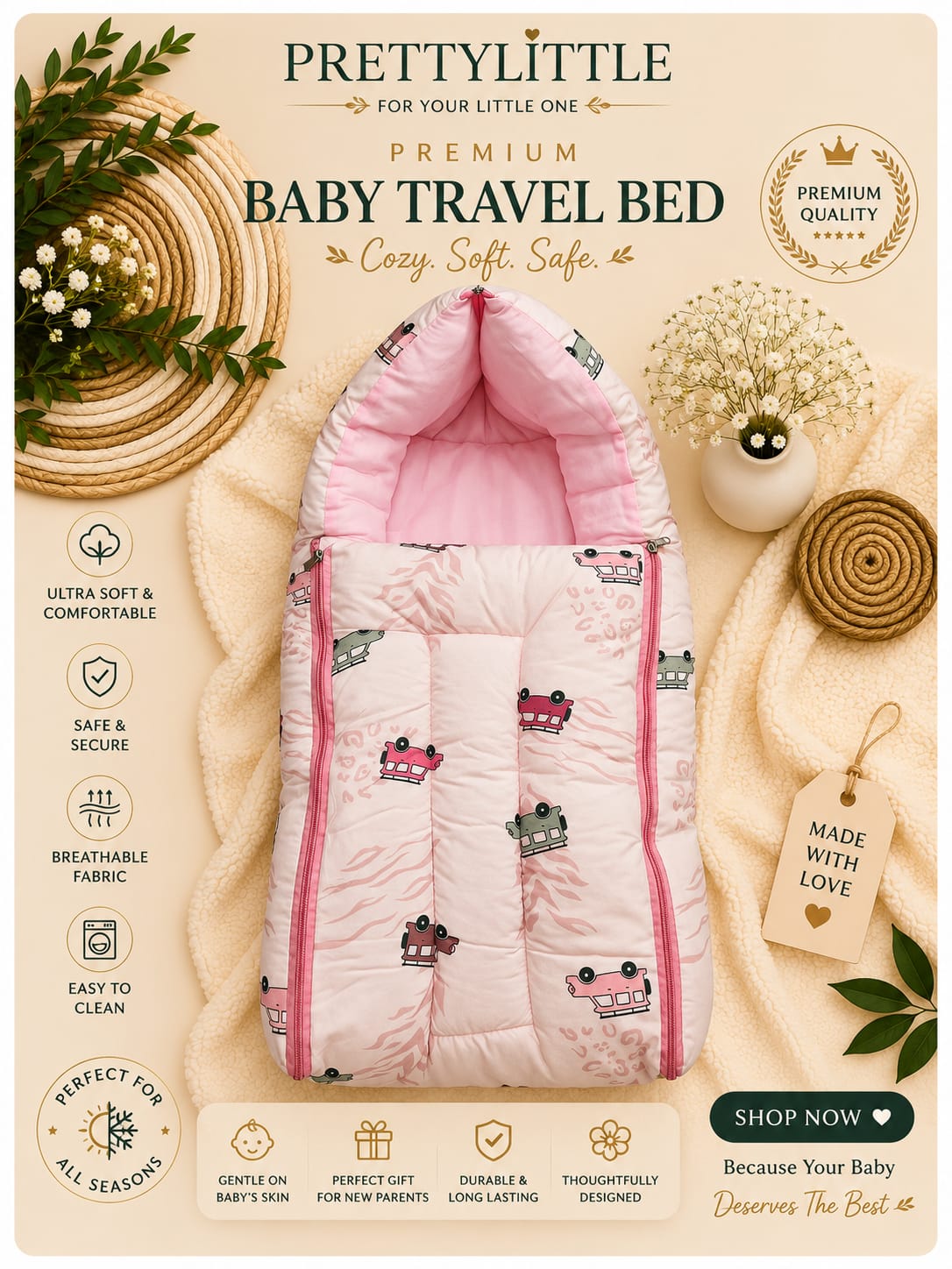 Premium Muslin Baby Carry Nest – Soft Breathable Big Size (best one dispatched)