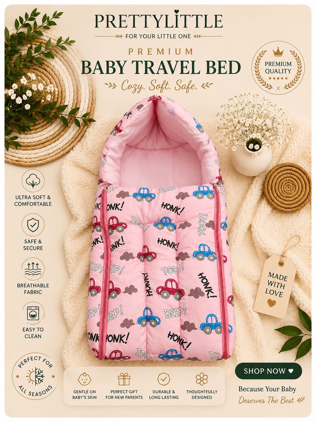 Premium Muslin Baby Carry Nest – Soft Breathable Big Size (best one dispatched)