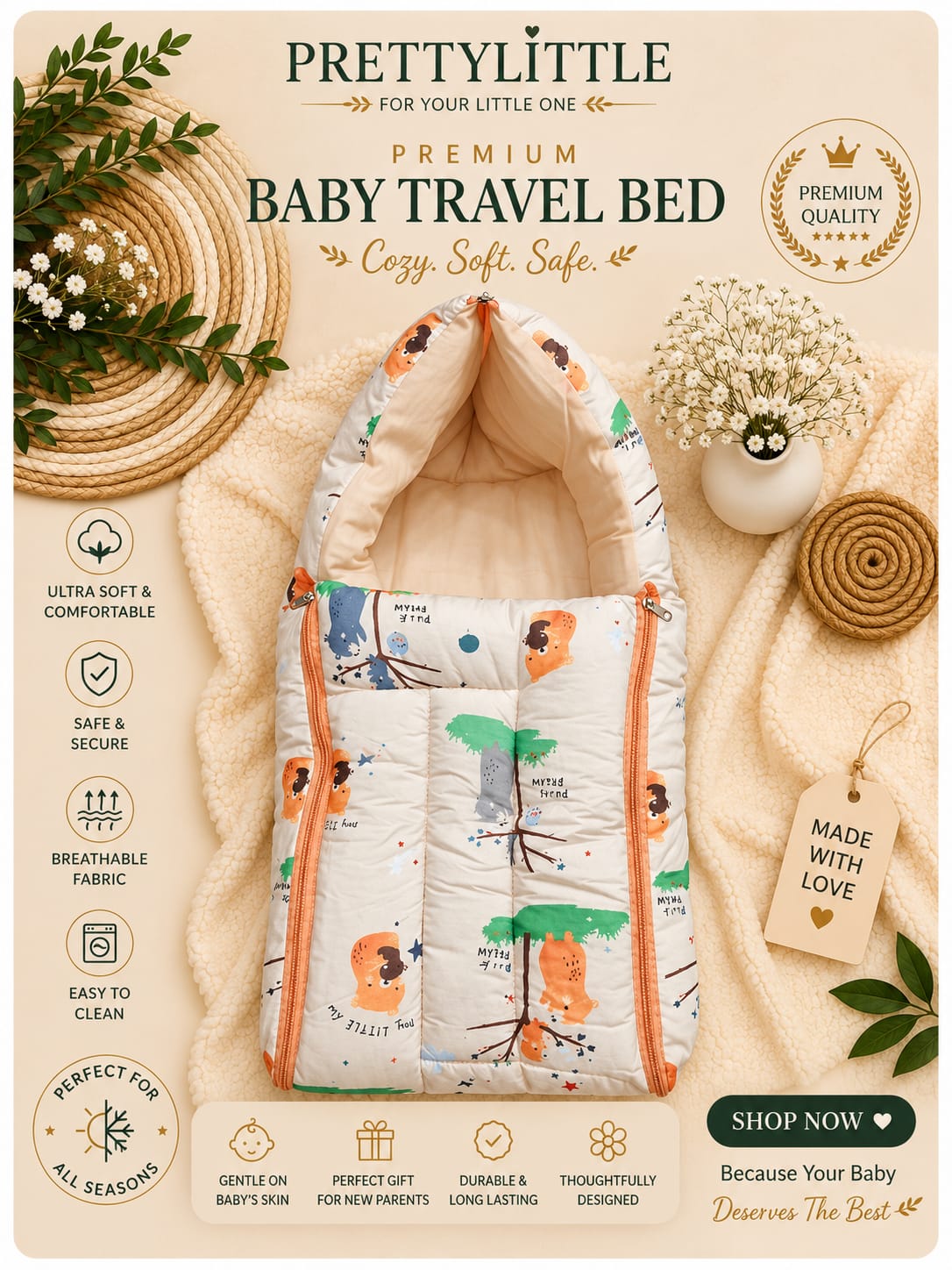 Premium Muslin Baby Carry Nest – Soft Breathable Big Size (best one dispatched)