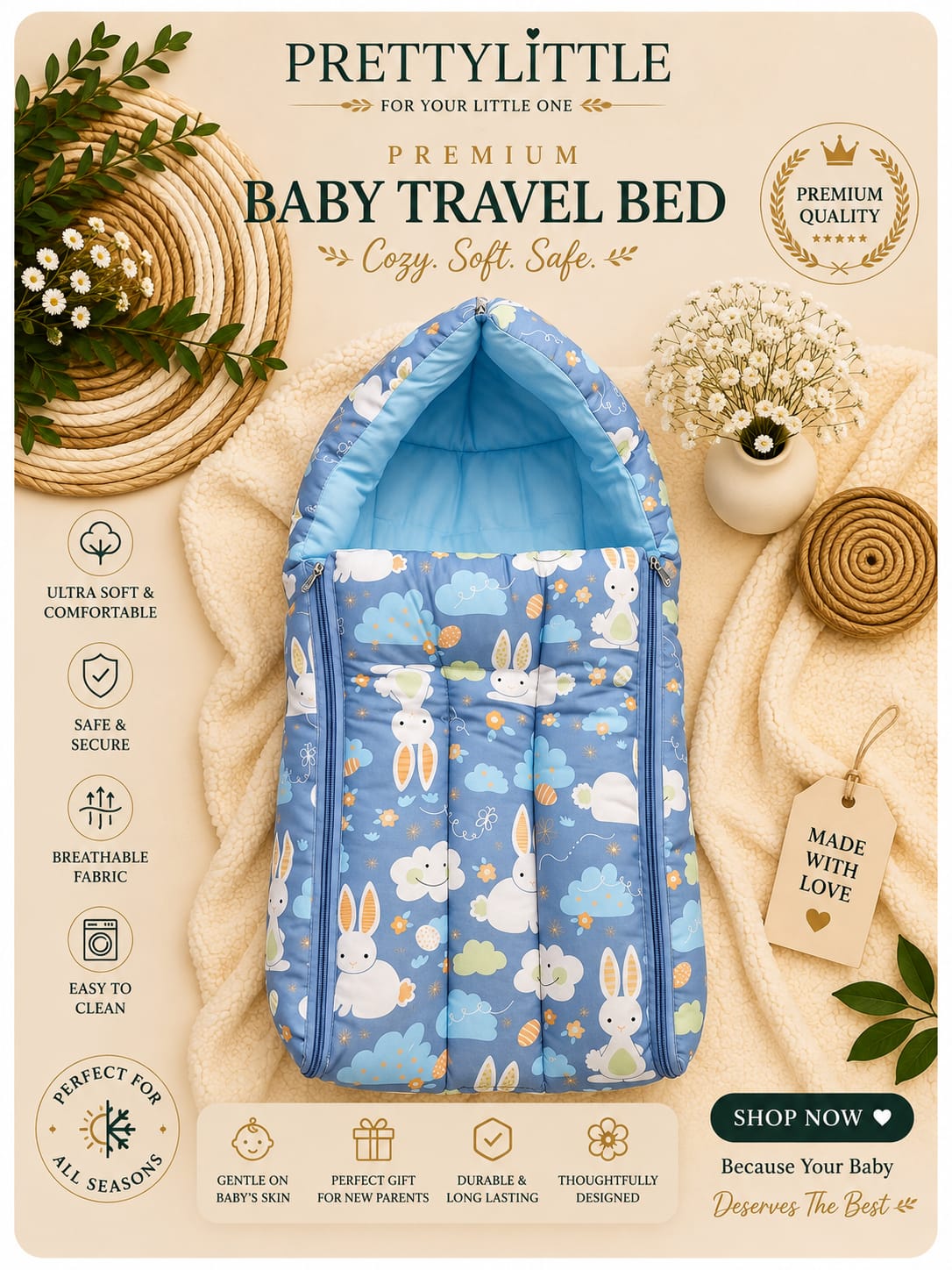 Premium Muslin Baby Carry Nest – Soft Breathable Big Size (best one dispatched)