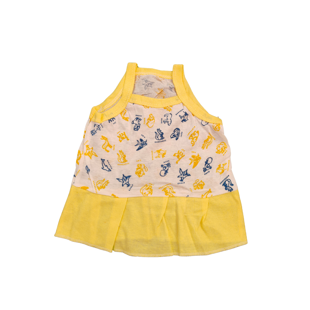 Animal Kingdom Cotton Frock - Yellow
