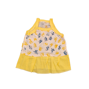 Animal Kingdom Cotton Frock - Yellow