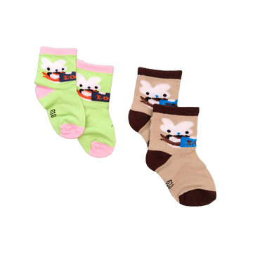 Socks Pack Of 2 Pairs- Green ,Brown