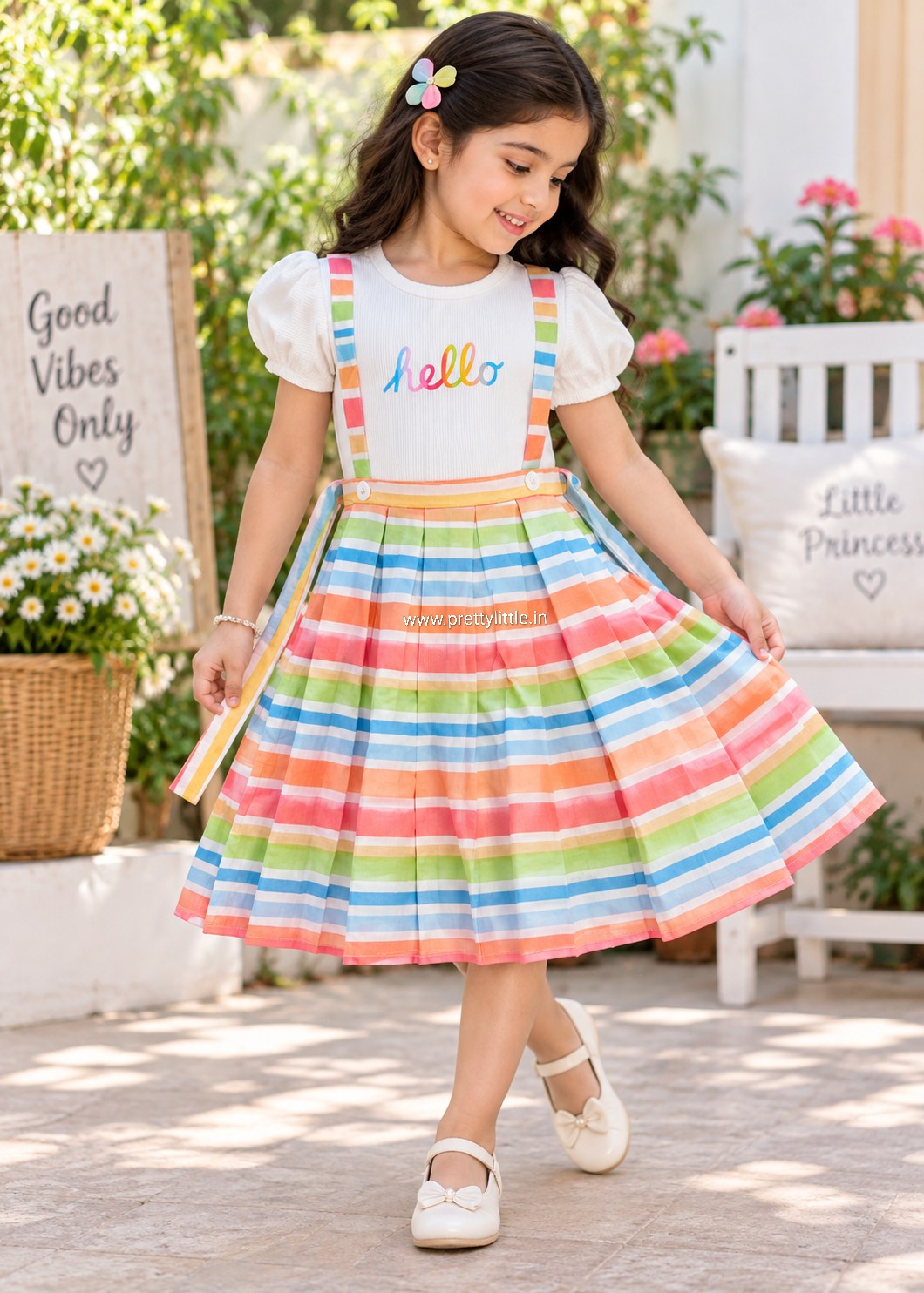 Diwali Denim Bloom Dress Set | Girls Western Wear – Special Offer ( 7- 8 year)