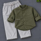 Little Gentleman Mandarin Collar Shirt & Cargo Pant Set –| 1-7 year