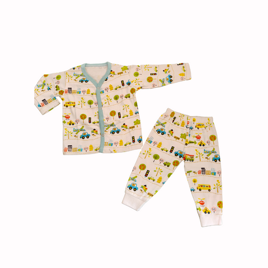 Full Sleeve T-Shirt & Matching Pants-Car Print