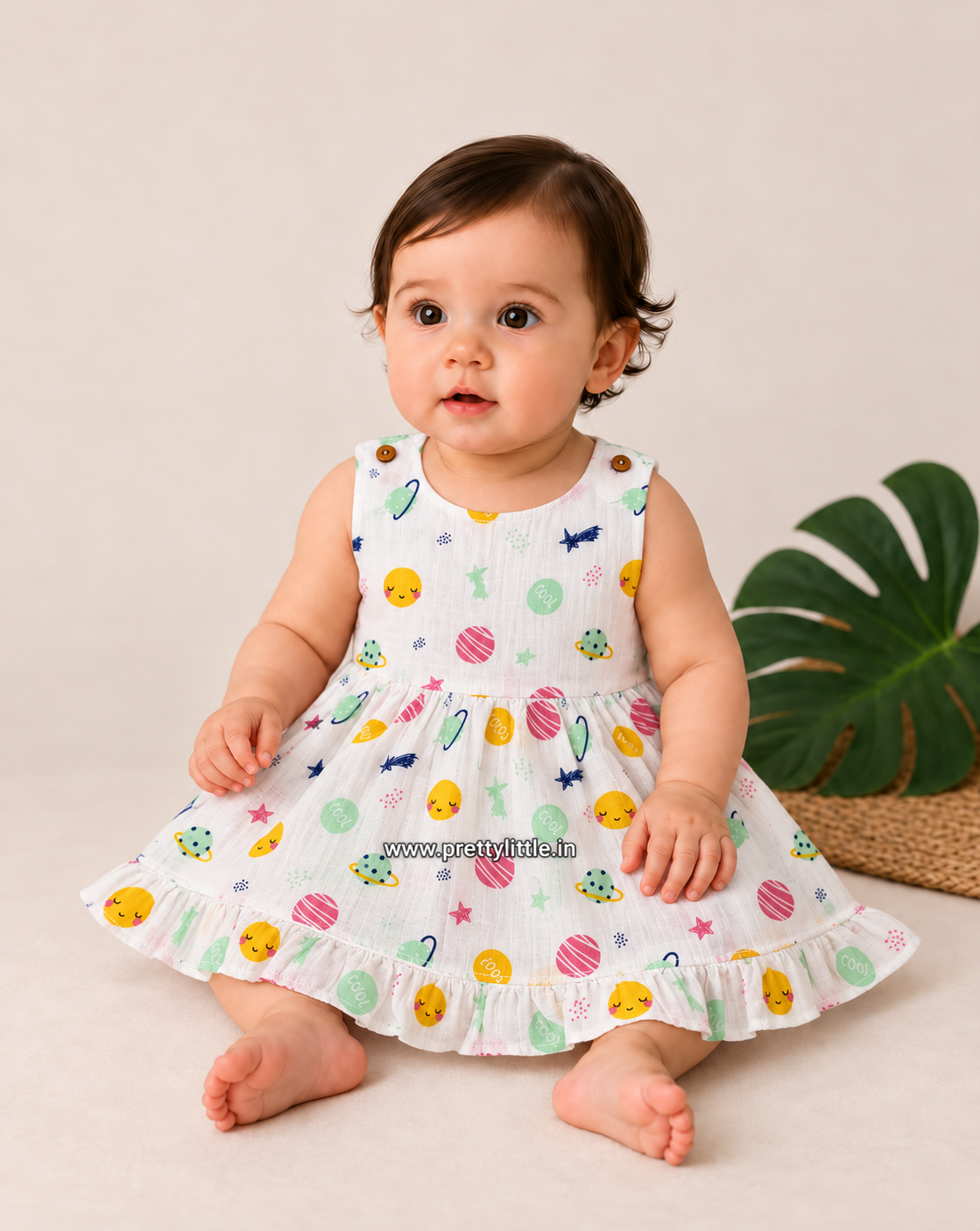 Little Friends Animal Print Muslin Frock – 9–12 & 18–24 Months