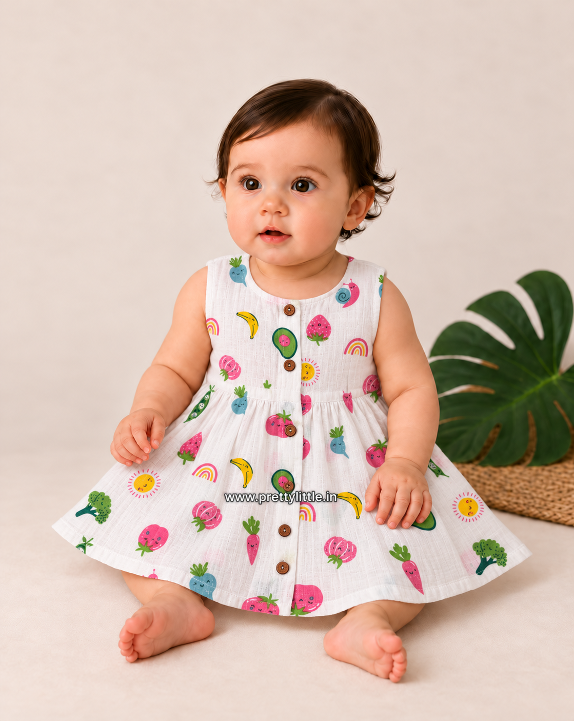 Tiny Treasures Muslin Button-Front Baby Frock |0-18 month