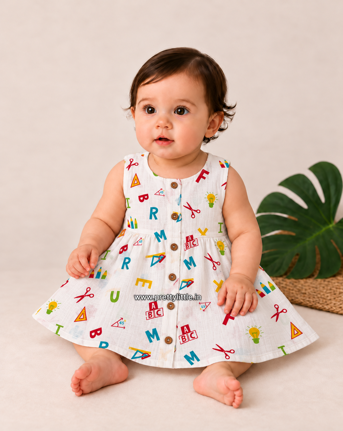 Tiny Treasures Muslin Button-Front Baby Frock |0-18 month