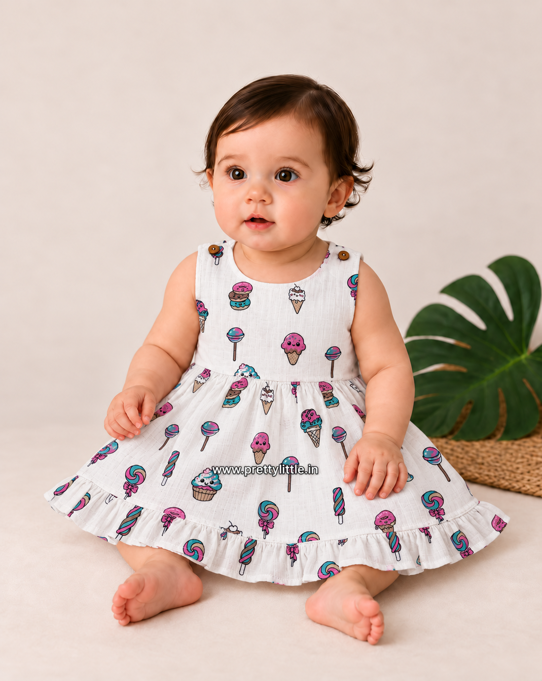 Little Friends Animal Print Muslin Frock – 9–12 & 18–24 Months