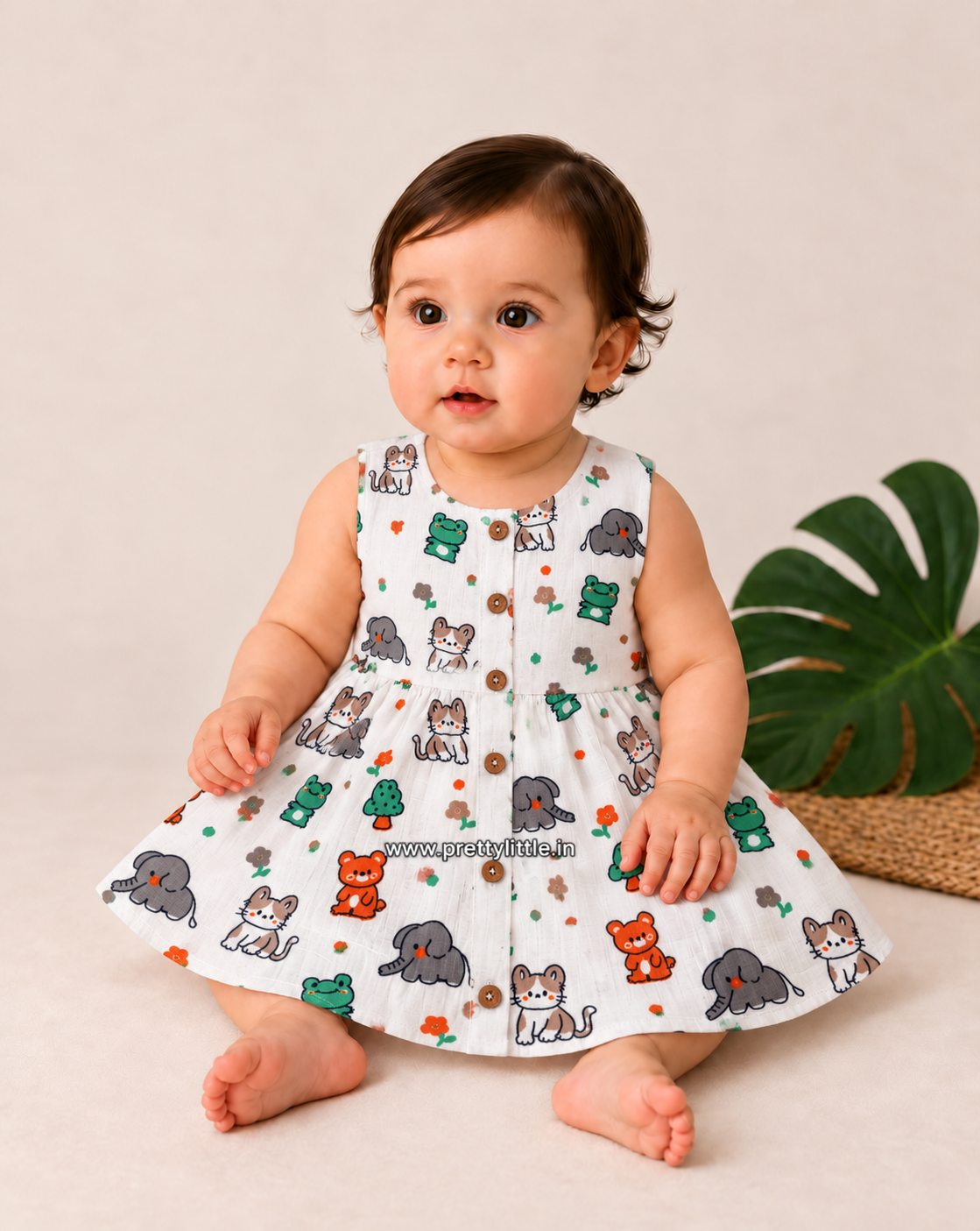 Tiny Treasures Muslin Button-Front Baby Frock |0-18 month