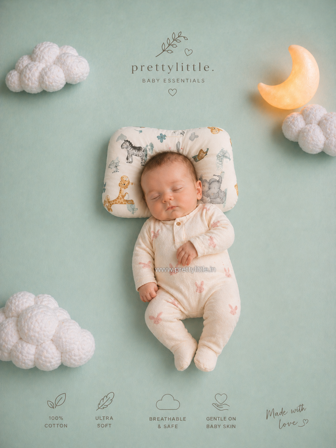 Soft Baby Mini size Head Shaping Pillow – Newborn head Support pillow (any 1 dispatched)