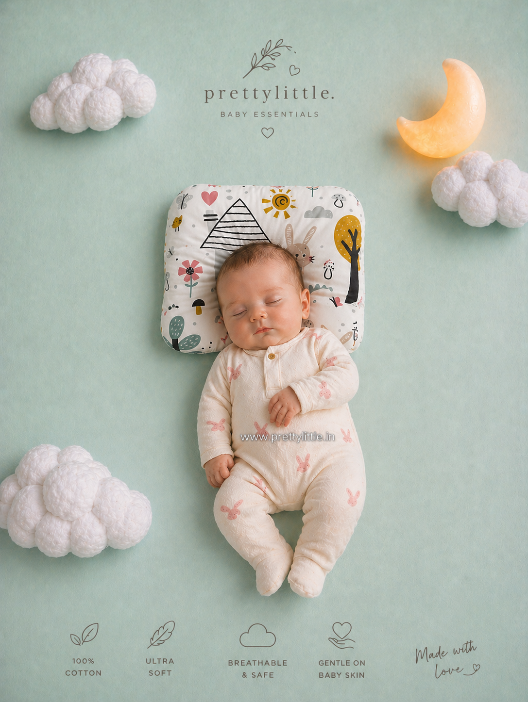 Soft Baby Mini size Head Shaping Pillow – Newborn head Support pillow (any 1 dispatched)
