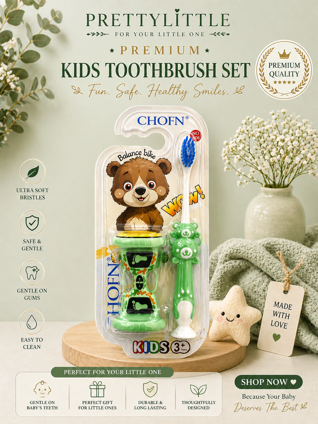 SoftSmile Toothbrush Set with toy– Gentle soft Bristles