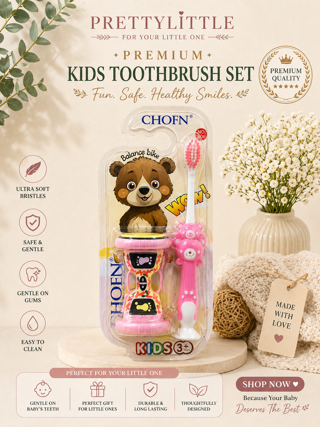 SoftSmile Toothbrush Set with toy– Gentle soft Bristles