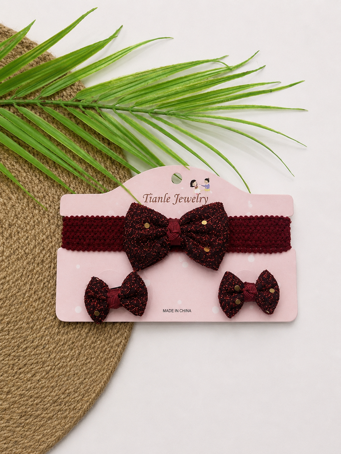 Baby Girl Glitter Bow Headband Set