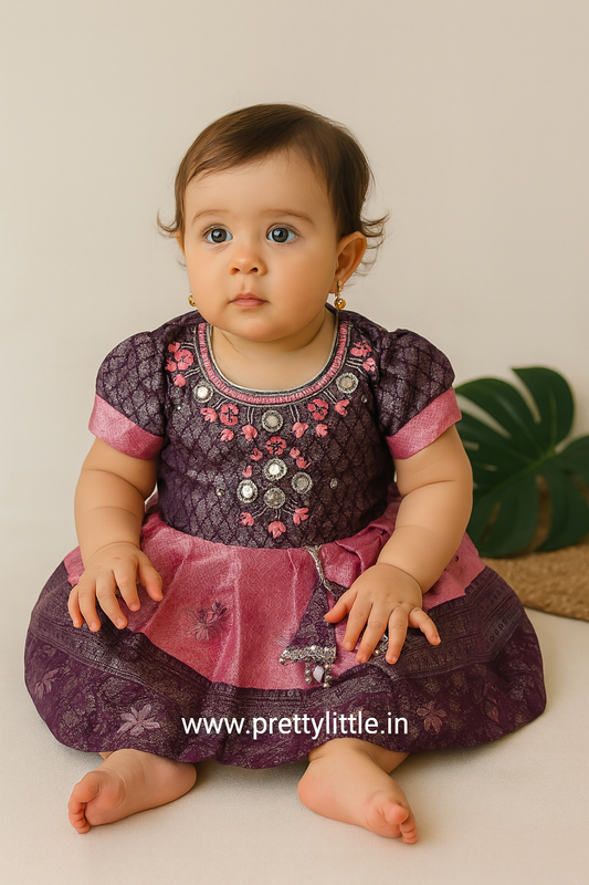 Pretty Little Traditional  Silver Frock – Diwali 2025 Collection