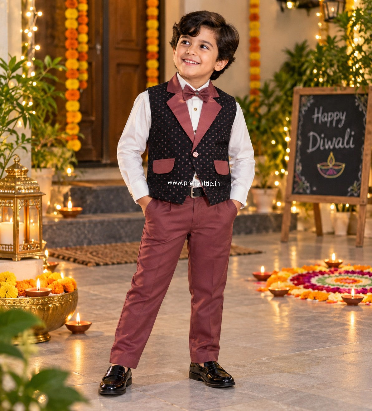 Aarush Royal Festive Waistcoat Set – Boys (5–6 Years)✨