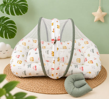 CozyNest Baby Mosquito Net Bed with Pillow 🌿
