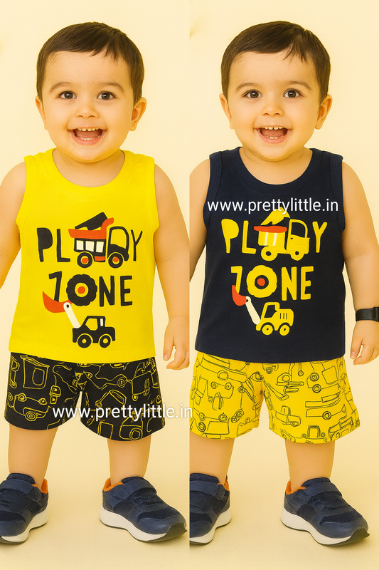 Combo Play Zone Sleeveless Set for Boys | 0-2 Years |  Stay Cool, Stay Cute!