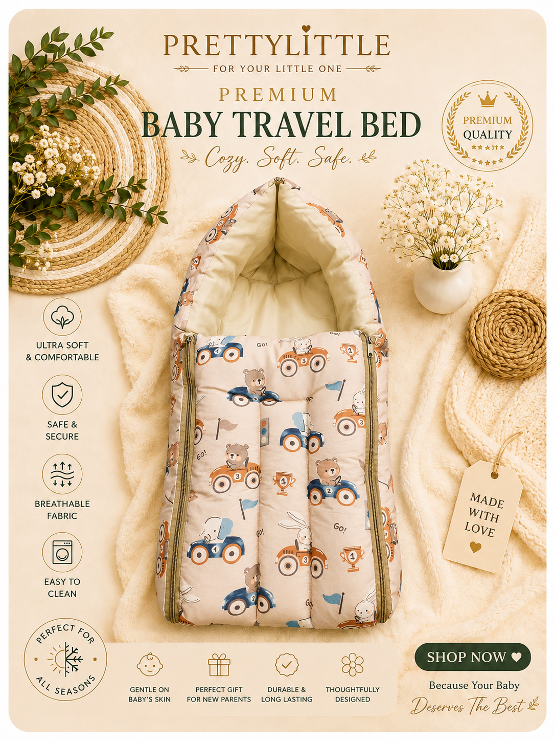 Premium Muslin Baby Carry Nest – Soft Breathable Big Size (best one dispatched)